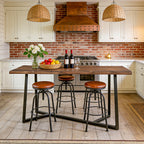 63-Inch Solid Wood Bar Table with Metal Frame, Counter Height Pub Table for Kitchen
