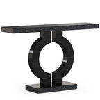 43.1-Inch Mirrored Console Table with O-Shaped Base, Narrow Hallway Table in Black