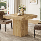 39" Square Farmhouse Dining Table, Solid Wood Kitchen Table with Pedestal Base for 4