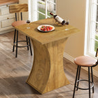 39.4 Inch Square Bar Table with Hourglass Base, Farmhouse Pub Table for Small Spaces