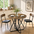 31.5-Inch Round Dining Table with Geometric Metal Base, Small Kitchen Table for 2-3 People