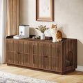 55.1-Inch Extra Large Cat Litter Box Enclosure for 2 Cats with 2 Cabinets and Side Entry, Hidden Wooden Cat Washroom Furniture for Living Room