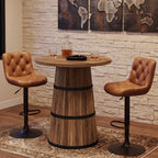 31.5-Inch Round Bar Table with Barrel Base, Farmhouse Pub Table for Kitchen and Home Bar
