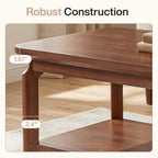47-Inch Coffee Table with Open Shelf, Rounded-Corner Center Table for Living Room