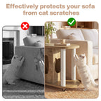 31.5-Inch End Table with Cat Scratching Posts, Wooden Cat Condo with Bed for Living Room