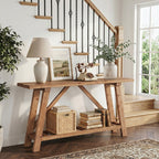 62.99-Inch Solid Wood Console Table, Narrow Design with Storage Shelf for Entryway Living Room and Hallway