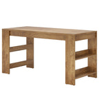 63 Inch Farmhouse Kitchen Island with Double-Sided Storage Shelves