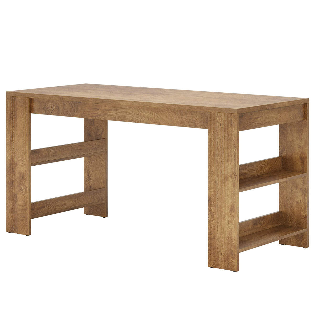 63 Inch Farmhouse Kitchen Island with Double-Sided Storage Shelves