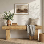 47-Inch Solid Wood Entryway Bench, Thick Seat Bench for Hallway