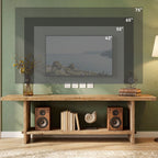 71 Inch Solid Wood TV Stand with 2-Tier Storage, Media Console for 55 to 85 Inch TVs