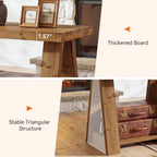 23.62 Inch Solid Wood End Table with 2-Tier Storage Shelves, Farmhouse Side Table for Living Room