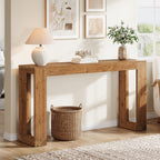63-Inch Farmhouse Console Table with Reinforced Base, Solid Wood Sofa Table for Entryway Study and Living Room