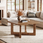 31.5 Inch Square Solid Wood Coffee Table, Farmhouse Living Room Table with Sturdy Base