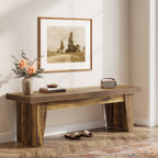 55.12-Inch Wooden Entryway Bench, Farmhouse Long Bench with Storage Space