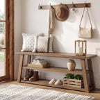 62.99 Inch Solid Wood Console Table with 3-Tier Shelves, Farmhouse Hallway Table