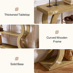 55 Inch Console Table with 3-Tier Storage, Farmhouse Hallway Table with Wave Legs