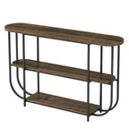 63-Inch 3-Tier Narrow Console Table with Curved Metal Frame, Modern Vintage Entryway Sofa Table for Living Room