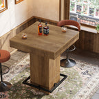 31.5-Inch Square Bar Table with Metal Footrest, Industrial Pub Table for Small Kitchens