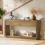 63-Inch Console Table with 2 Drawers, Farmhouse Entryway Table with Storage for Hallway