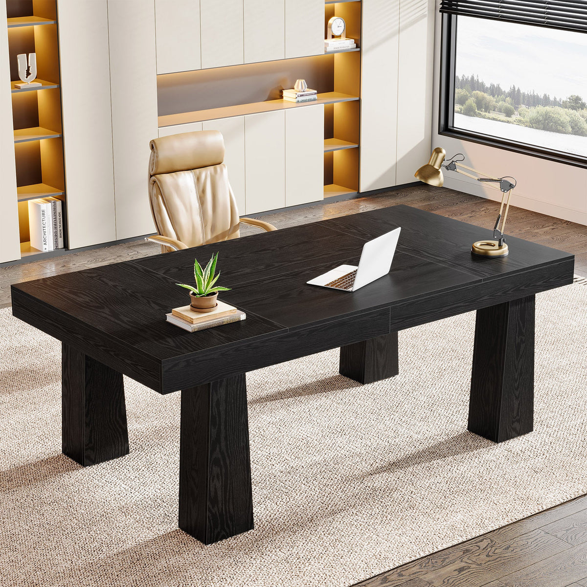 63" Executive Desk, Industrial Computer Desk for Home Office