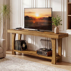 Solid Wood TV Stand for TVs up to 70 Inch, Farmhouse Media Console with Slatted Shelf