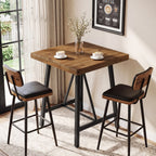 31.5-Inch Square Bar Table with Solid Wood Top and Metal Footrest, Industrial Pub Table for Home Bar Kitchen and Cafe