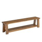 70.9-Inch Solid Wood Dining Bench with Storage Shelf, Farmhouse Bench for Dining Room