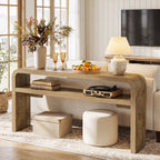 63 Inch Long Console Table with 2-Tier Storage, Narrow Sofa Table for Living Room