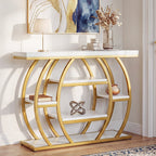 41.3-Inch Modern Console Table with 5-Tier Storage, Narrow Faux Marble Entryway Table for Living Room and Hallway