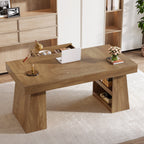 55 Inch Executive Desk with Drawer, Large Office Computer Desk with Storage Shelves for Home Office