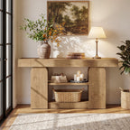 63-Inch Farmhouse Console Table with 3-Tier Storage Shelves, Long Narrow Entryway Table for Living Room and Hallway