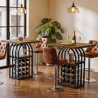 35.43-Inch Square Bistro Pub Table with Wine Rack, Home Bar Table for Kitchen and Living Room