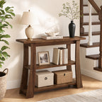41.3 Inch Solid Wood Console Table with 3-Tier Storage, Farmhouse Hallway Table