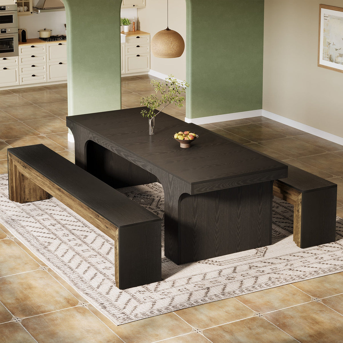 70.9 Inch Extra Long Dining Bench, Farmhouse Wooden Kitchen Bench with 440 lb Capacity for Dining Room
