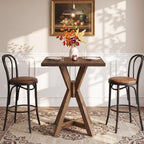 31.5-Inch Solid Wood Dining Table with X-Frame, Farmhouse Kitchen Table for 2-4