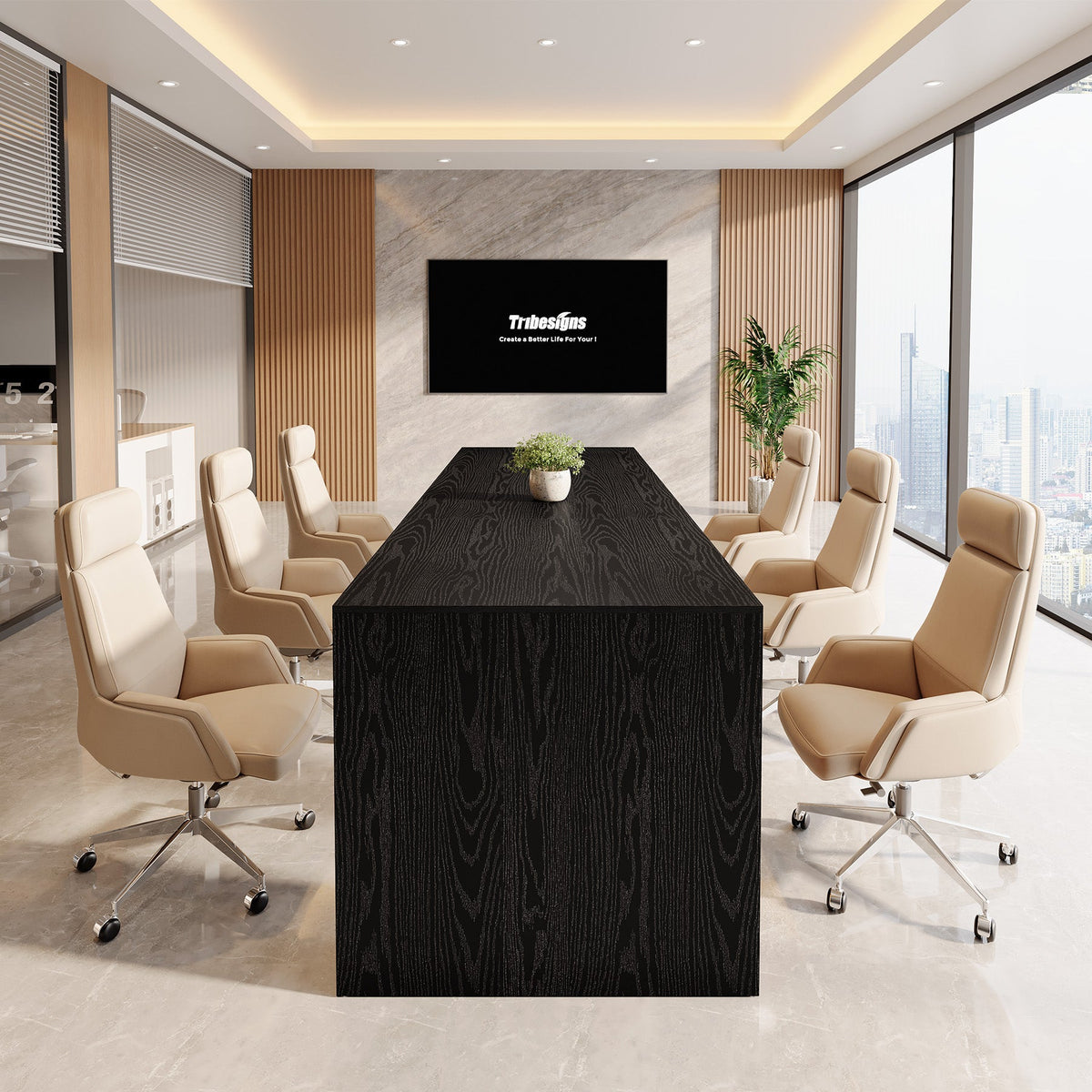 78.7-Inch Conference Table for 6 to 8 People with Reinforced Double-Rectangle Legs, Rustic Meeting Table for Office Boardroom and Conference Room