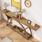 70.87-Inch Rustic Console Table with Storage Shelf, Narrow Sofa Table for Entryway and Hallway