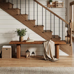 62.99 Inch Solid Wood Entryway Bench, Farmhouse End of Bed Bench for Bedroom and Hallway