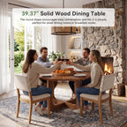 39.4-Inch Round Solid Wood Dining Table with X-Cross Legs, Farmhouse Kitchen Table for 2 to 4 People
