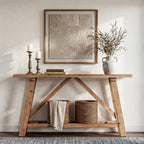 62.99-Inch Solid Wood Console Table, Narrow Design with Storage Shelf for Entryway Living Room and Hallway