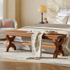 55 Inch Solid Wood Entryway Bench for 2, Farmhouse Narrow Seat for Hallway and Bedroom