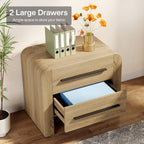27.55 Inch 2-Drawer Nightstand with Curved Edges, Modern Bedside Table for Bedroom