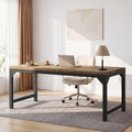 63-Inch Solid Wood Office Desk with Metal Frame and 800 lb Capacity, Heavy-Duty Computer Desk for Home Office