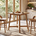 31.5-Inch Square Solid Wood Bar Table with Footrest, Farmhouse Counter Height Bistro Table
