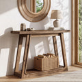 41.34-Inch Solid Wood Console Table with 2-Tier Storage Shelf, Narrow Entryway Sofa Table for Hallway and Behind Couch