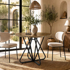31.5-Inch Round Dining Table with Geometric Metal Base, Small Kitchen Table for 2-3 People
