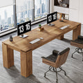 86.61-Inch Two-Person Computer Desk, Extra Long Wood Workstation Table for Home Office Study Room
