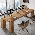 86.61-Inch Two-Person Computer Desk, Extra Long Wood Workstation Table for Home Office Study Room