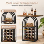 35.43-Inch Square Bistro Pub Table with Wine Rack, Home Bar Table for Kitchen and Living Room