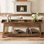 70.9 Inch Extra Long Console Table with 3 Drawers, 2-Tier Sofa Table for Living Room